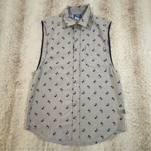 Andrew Christian Palm Tree Sleeveless Button Down Shirt Medium